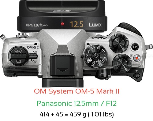 OM System OM-5 II with Panasonic 12.5mm / F12 Lens Size
