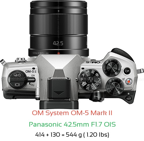 OM System OM-5 II with Panasonic 42.5mm F1.7 OIS Lens Size