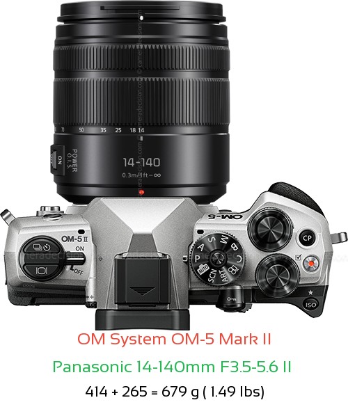 OM System OM-5 II with Panasonic 14-140mm F3.5-5.6 II  Lens Size