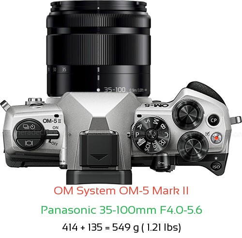 OM System OM-5 II with Panasonic 35-100mm F4.0-5.6 Lens Size