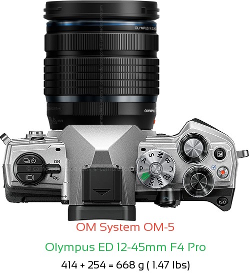 OM System OM-5 with Olympus ED 12-45mm F4 Pro Lens Size