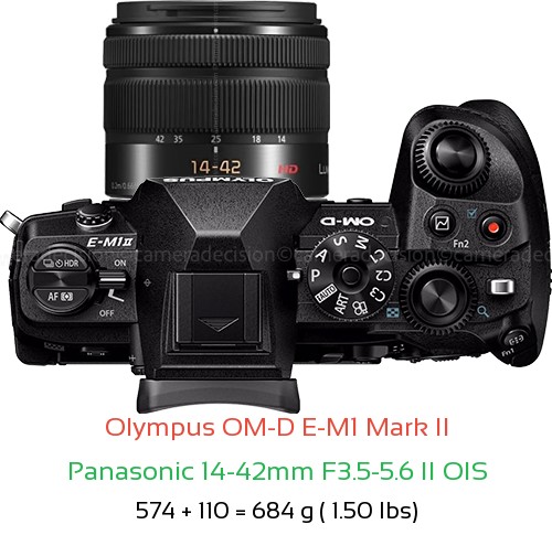 Olympus E-M1 II with Panasonic 14-42mm F3.5-5.6 II OIS Lens Size