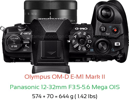 Olympus E-M1 II with Panasonic 12-32mm F3.5-5.6 Mega OIS Lens Size