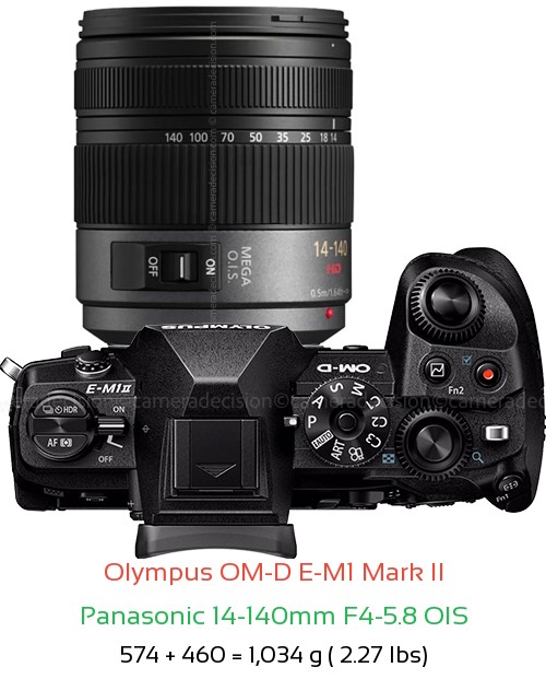 Olympus E-M1 II with Panasonic 14-140mm F4-5.8 OIS Lens Size