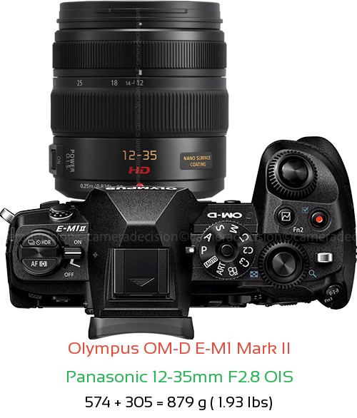 Olympus E-M1 II with Panasonic 12-35mm F2.8 OIS Lens Size