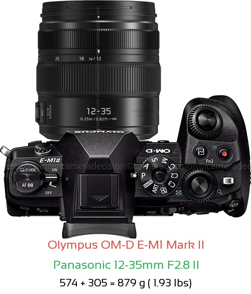 Olympus E-M1 II with Panasonic 12-35mm F2.8 II Lens Size