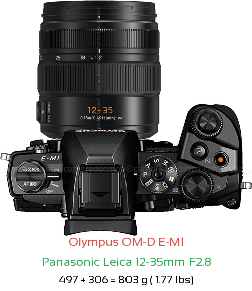 Olympus E-M1 with Panasonic Leica 12-35mm F2.8 Lens Size