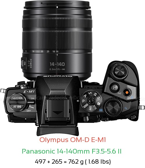 Olympus E-M1 with Panasonic 14-140mm F3.5-5.6 II  Lens Size