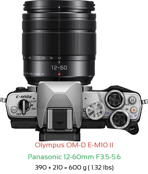 Olympus E-M10 II with Panasonic 12-60mm F3.5-5.6 Lens Size