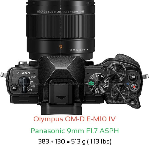 Olympus E-M10 IV with Panasonic 9mm F1.7 ASPH Lens Size