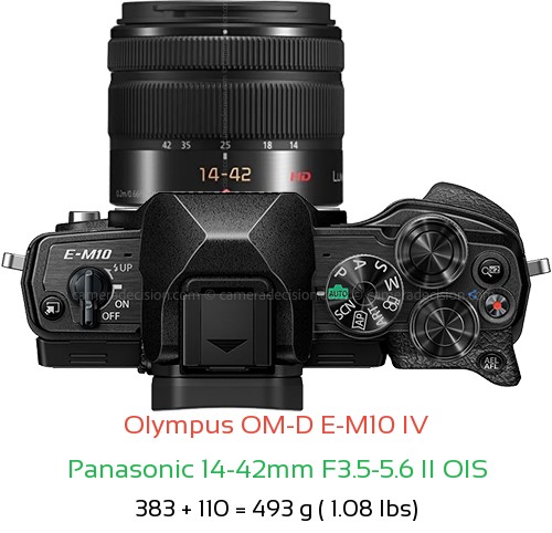 Olympus E-M10 IV with Panasonic 14-42mm F3.5-5.6 II OIS Lens Size