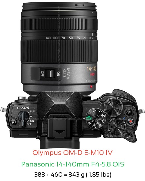 Olympus E-M10 IV with Panasonic 14-140mm F4-5.8 OIS Lens Size