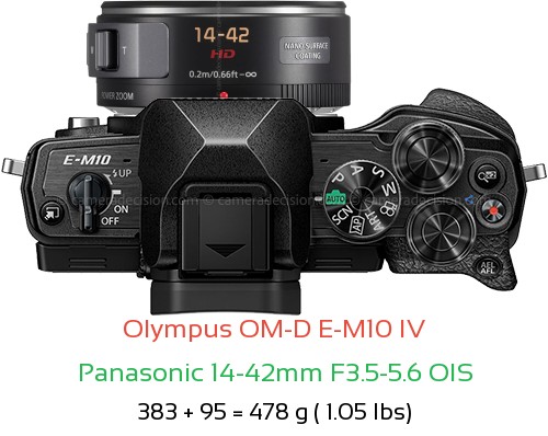 Olympus E-M10 IV with Panasonic 14-42mm F3.5-5.6 OIS Lens Size