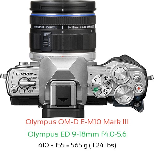 Olympus E-M10 III with Olympus ED 9-18mm f4.0-5.6 Lens Size