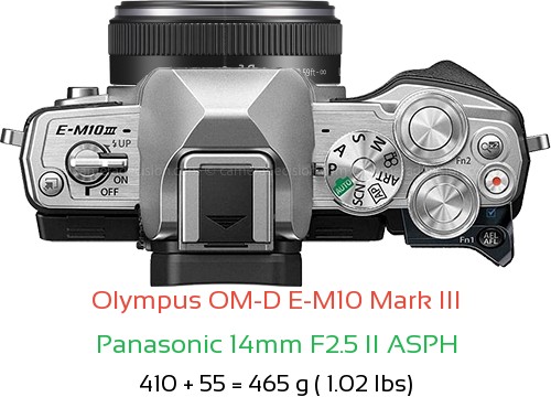 Olympus E-M10 III with Panasonic 14mm F2.5 II ASPH Lens Size