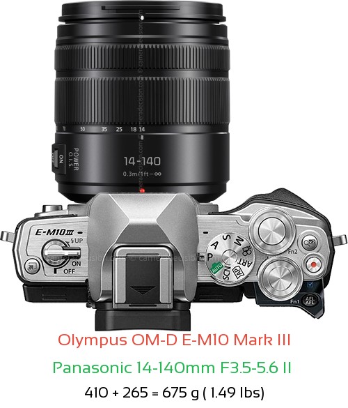 Olympus E-M10 III with Panasonic 14-140mm F3.5-5.6 II  Lens Size