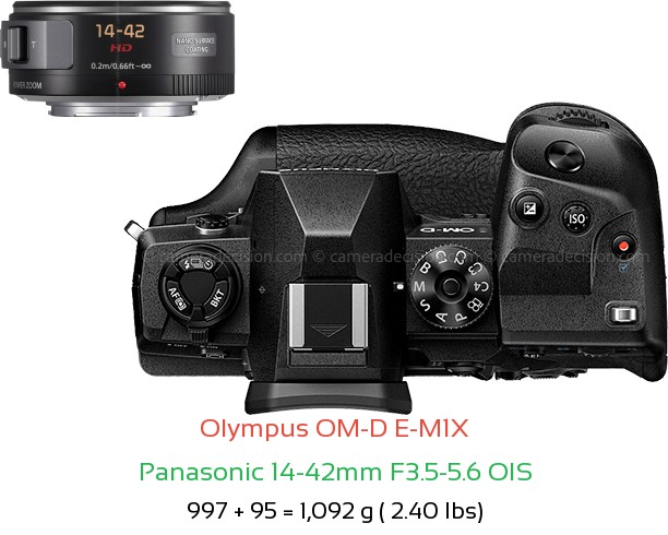 Olympus E-M1X with Panasonic 14-42mm F3.5-5.6 OIS Lens Size