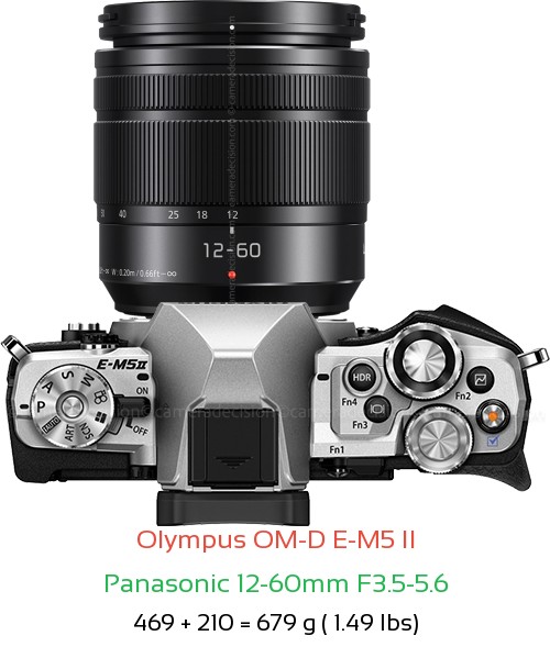 Olympus E-M5 II with Panasonic 12-60mm F3.5-5.6 Lens Size