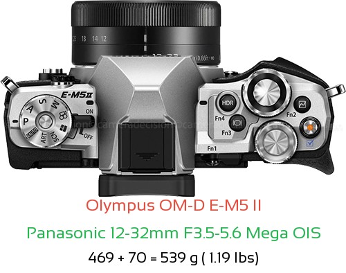 Olympus E-M5 II with Panasonic 12-32mm F3.5-5.6 Mega OIS Lens Size