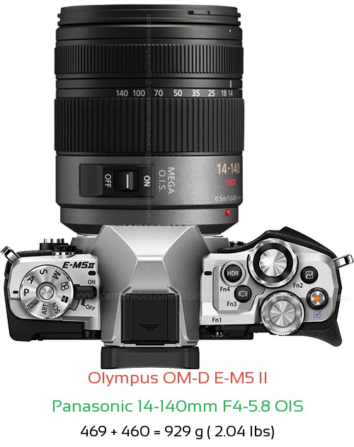 Olympus E-M5 II with Panasonic 14-140mm F4-5.8 OIS Lens Size