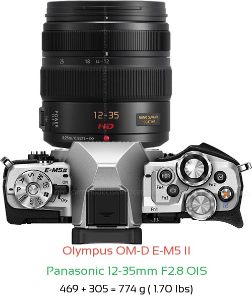 Olympus E-M5 II with Panasonic 12-35mm F2.8 OIS Lens Size
