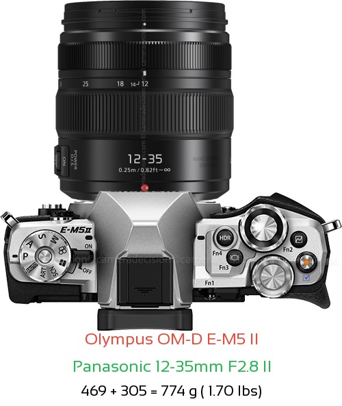 Olympus E-M5 II with Panasonic 12-35mm F2.8 II Lens Size