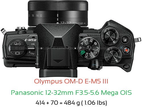 Olympus E-M5 III with Panasonic 12-32mm F3.5-5.6 Mega OIS Lens Size