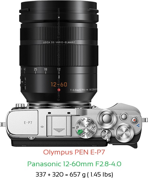 Olympus E-P7 with Panasonic 12-60mm F2.8-4.0 Lens Size