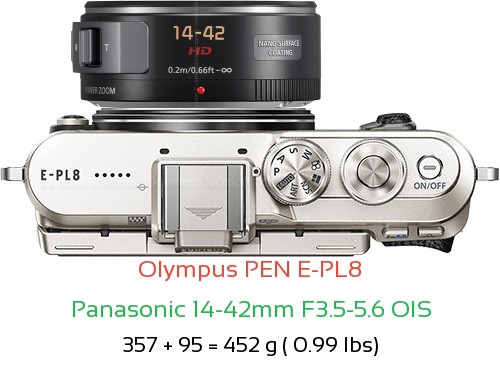 Olympus E-PL8 with Panasonic 14-42mm F3.5-5.6 OIS Lens Size