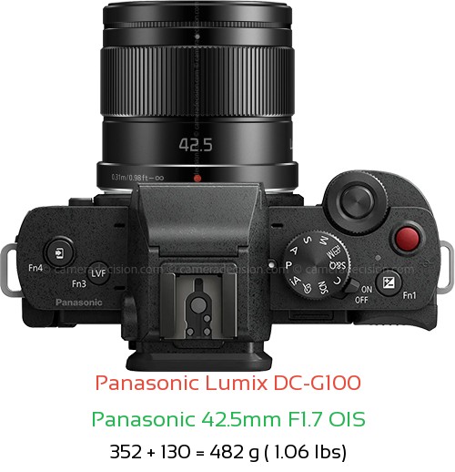 Panasonic G100 with Panasonic 42.5mm F1.7 OIS Lens Size