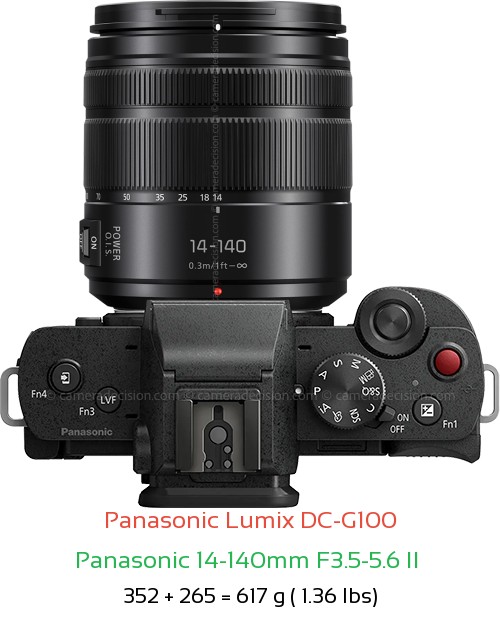 Panasonic G100 with Panasonic 14-140mm F3.5-5.6 II  Lens Size