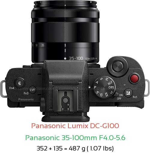 Panasonic G100 with Panasonic 35-100mm F4.0-5.6 Lens Size