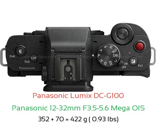 Panasonic G100 with Panasonic 12-32mm F3.5-5.6 Mega OIS Lens Size