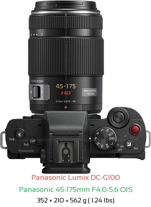 Panasonic G100 with Panasonic 45-175mm F4.0-5.6 OIS Lens Size
