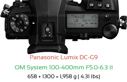 Panasonic G9 with OM System 100-400mm F5.0-6.3 II Lens Size