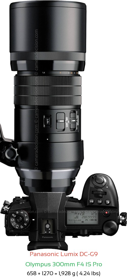 Panasonic G9 with Olympus 300mm F4 IS Pro Lens Size