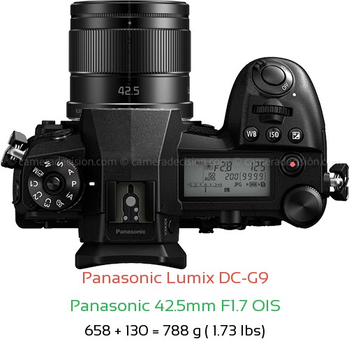 Panasonic G9 with Panasonic 42.5mm F1.7 OIS Lens Size