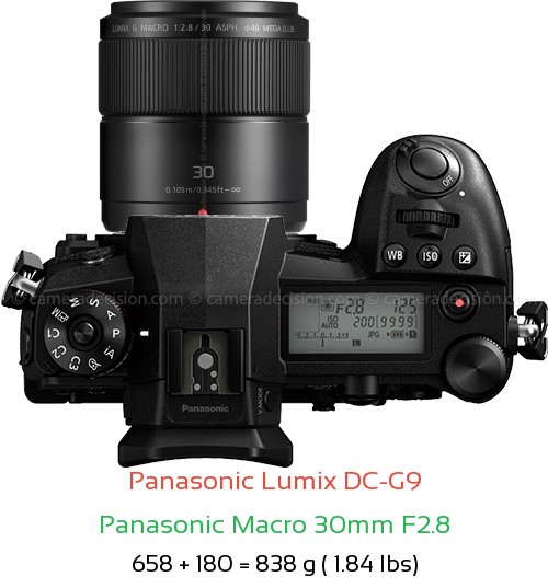 Panasonic G9 with Panasonic Macro 30mm F2.8 Lens Size