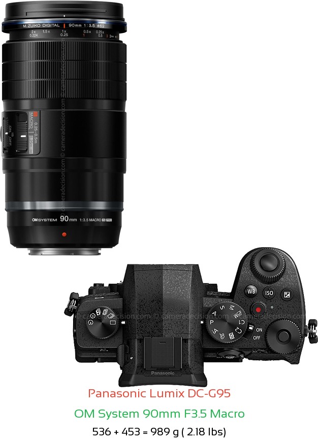 Panasonic G95 with OM System 90mm F3.5 Macro Lens Size