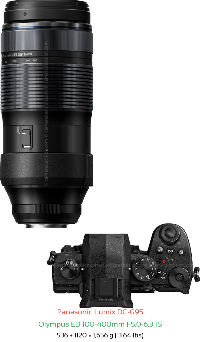 Panasonic G95 with Olympus ED 100-400mm F5.0-6.3 IS Lens Size