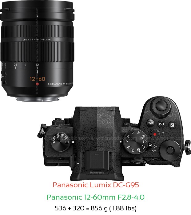 Panasonic G95 with Panasonic 12-60mm F2.8-4.0 Lens Size