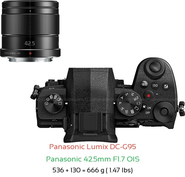 Panasonic G95 with Panasonic 42.5mm F1.7 OIS Lens Size