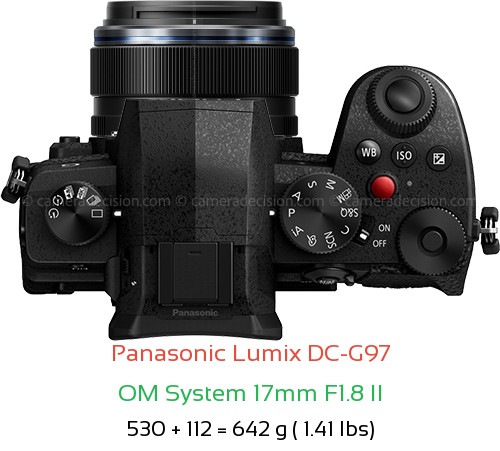 Panasonic G97 with OM System 17mm F1.8 II Lens Size