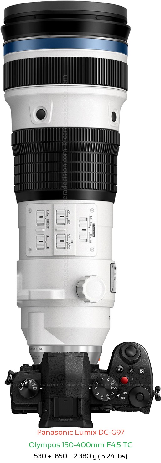 Panasonic G97 with Olympus 150-400mm F4.5 TC Lens Size