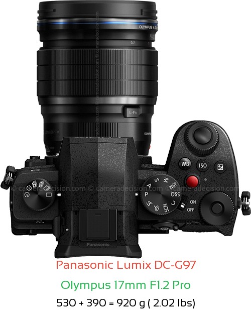 Panasonic G97 with Olympus 17mm F1.2 Pro Lens Size