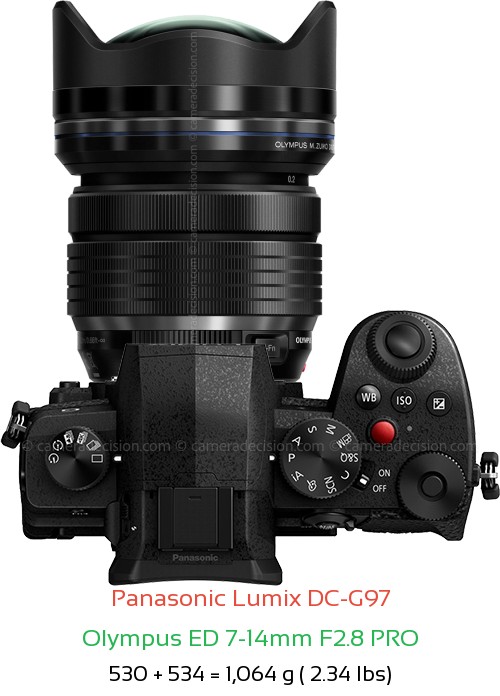 Panasonic G97 with Olympus ED 7-14mm F2.8 PRO Lens Size