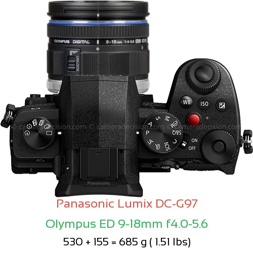 Panasonic G97 with Olympus ED 9-18mm f4.0-5.6 Lens Size