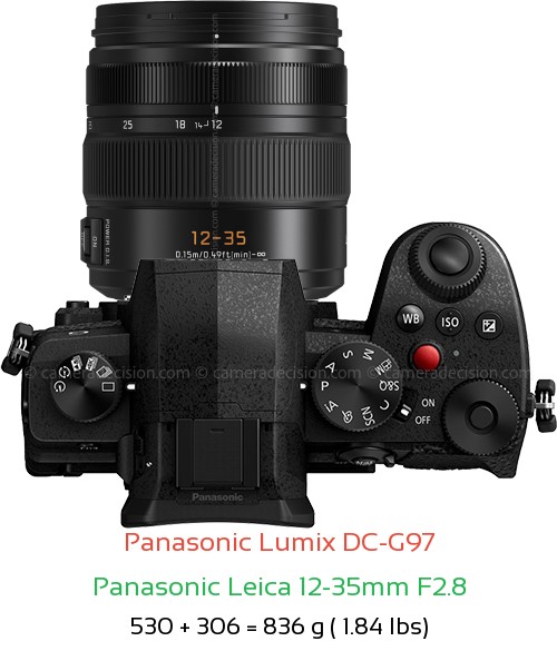 Panasonic G97 with Panasonic Leica 12-35mm F2.8 Lens Size