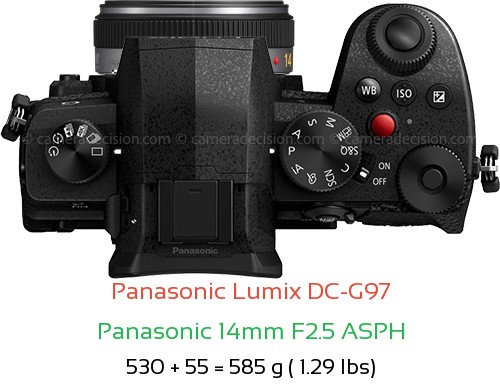 Panasonic G97 with Panasonic 14mm F2.5 ASPH Lens Size