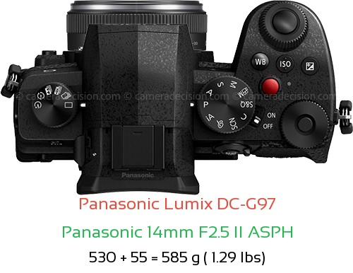 Panasonic G97 with Panasonic 14mm F2.5 II ASPH Lens Size